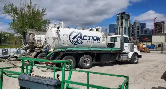 Vacuum truck at a commercial and industrial job site