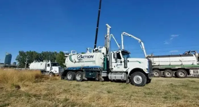 Vacuum truck servicing a construction site
